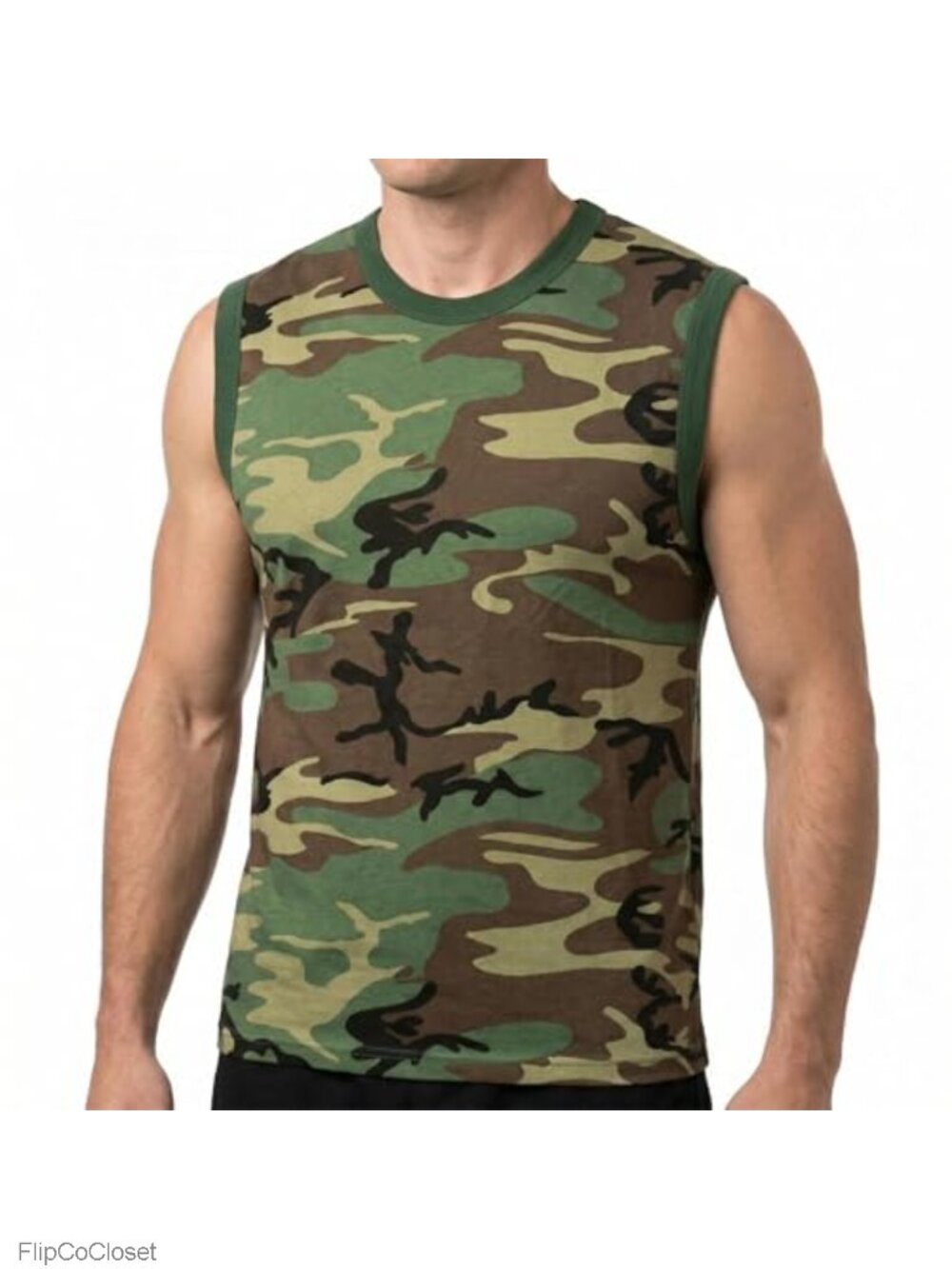 Sleeveless Camo Tank Top Muscle Fit Gym Activewear Tee